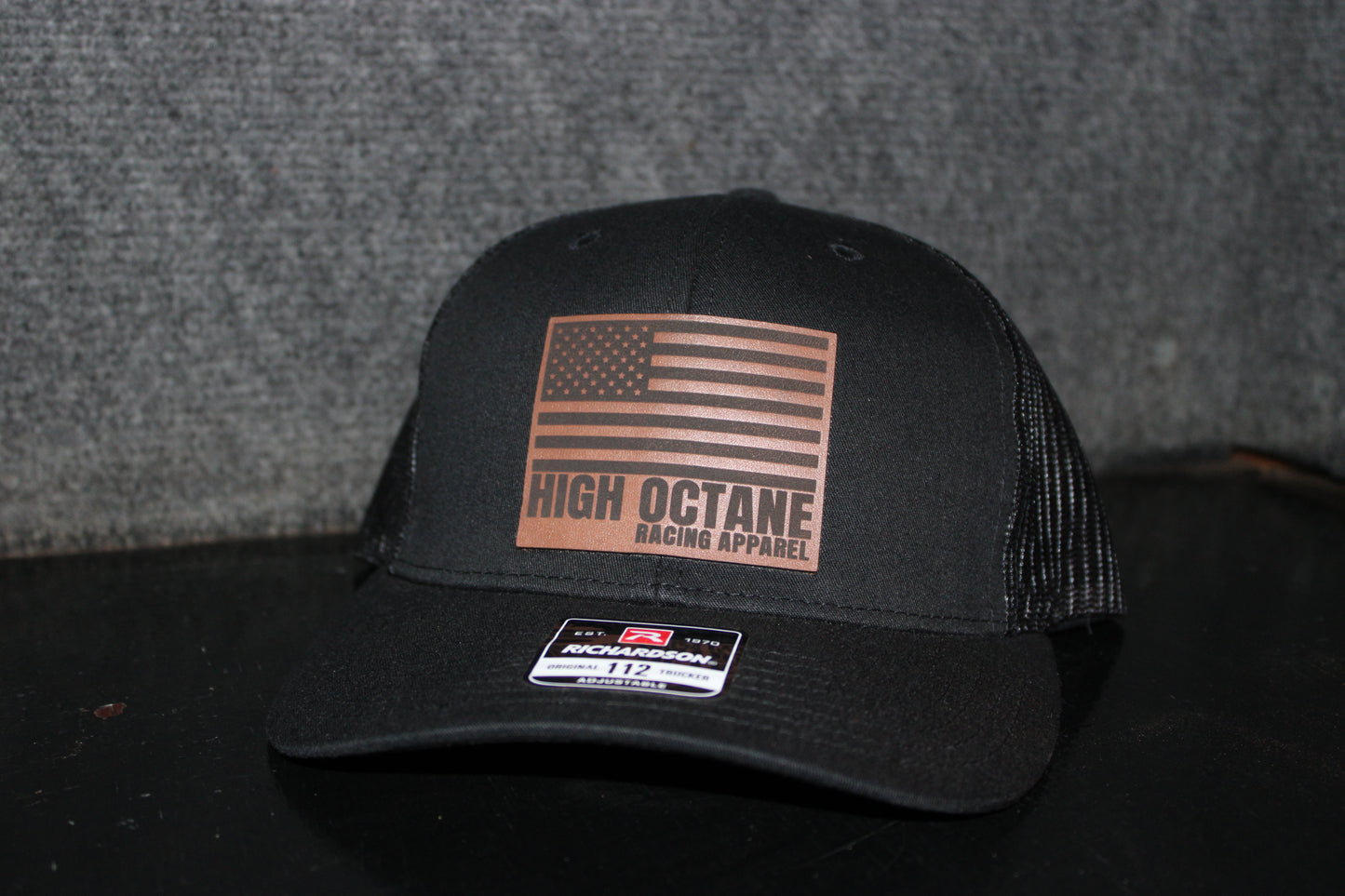 Leather Octane Flag Black Richardson 112 Hat