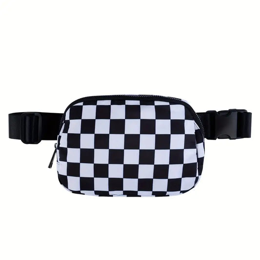 Checkered Adjustable Cross Body Purse