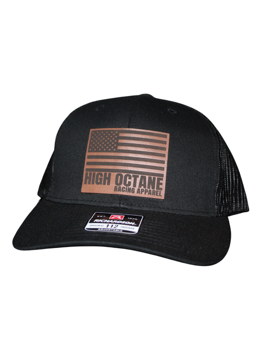 Leather Octane Flag Black Richardson 112 Hat