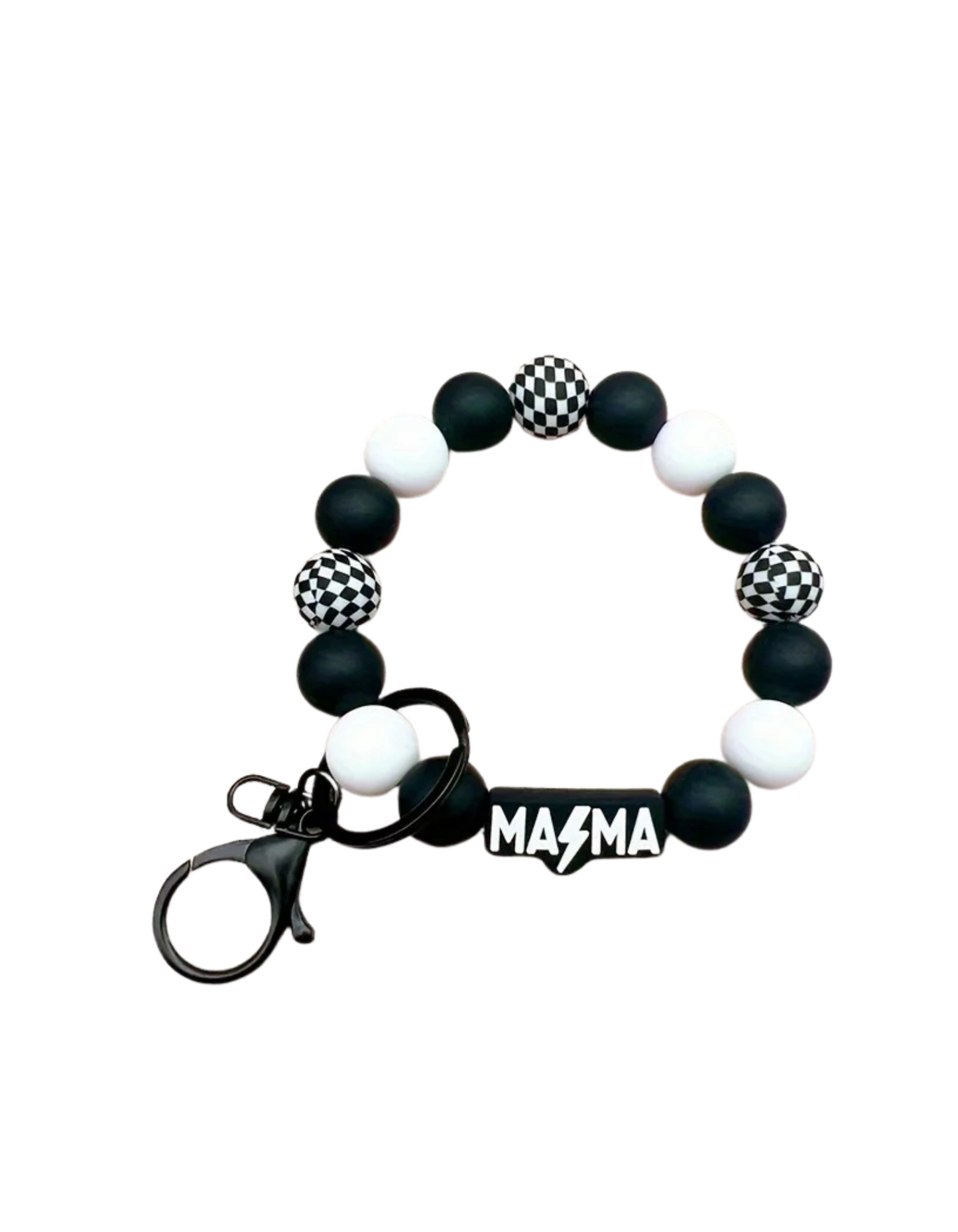 Checkered Mama Circle Key Ring