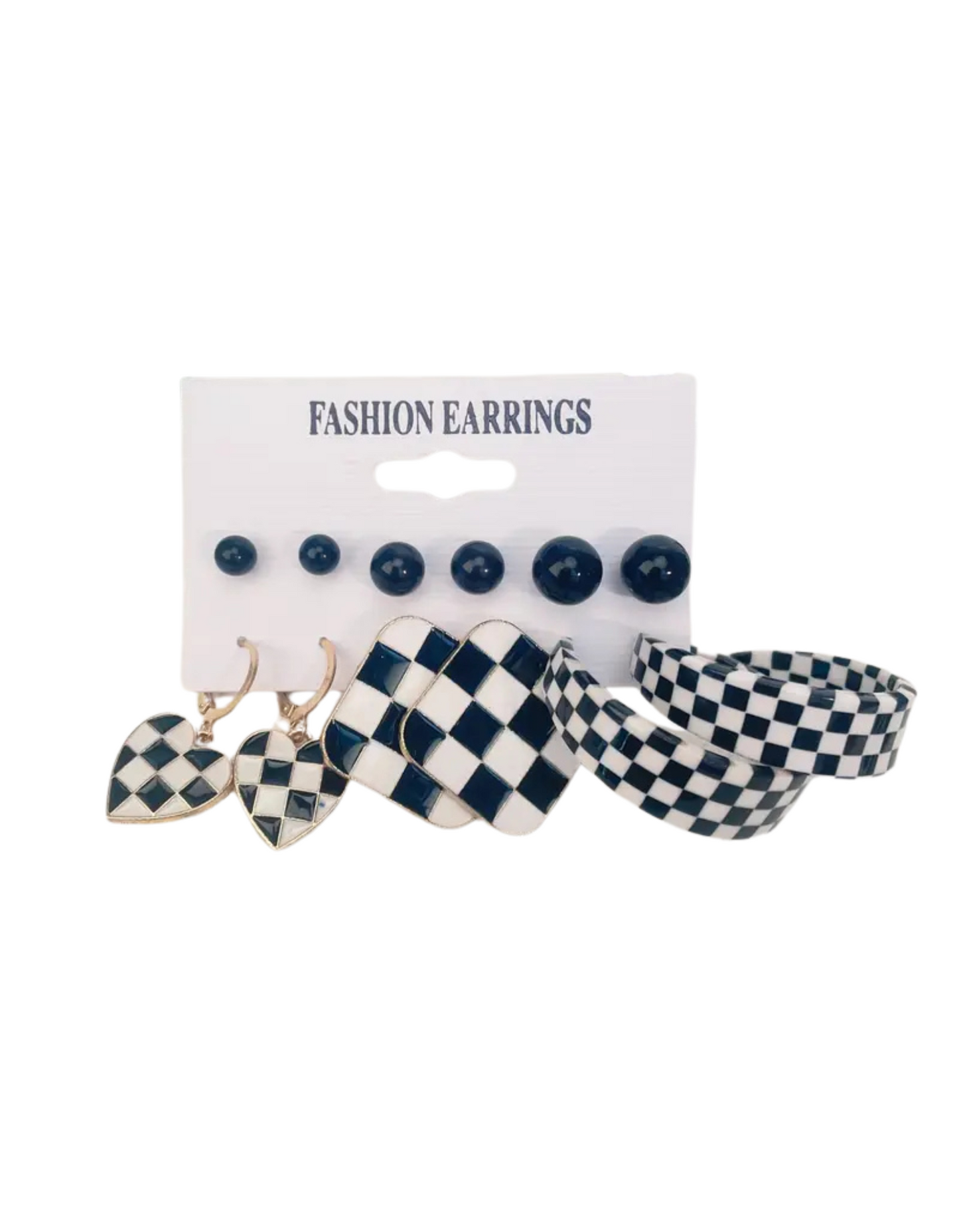 6pc Checkered Earring Set