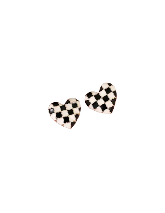 Checkered Hearts Earrings