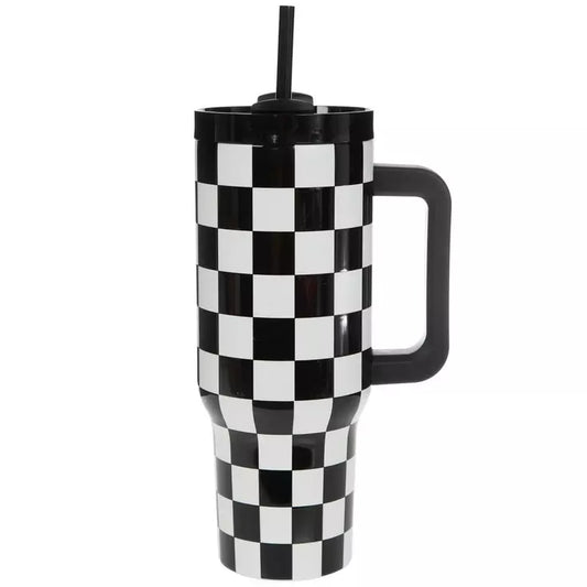 Checkered Black 40oz Tumbler