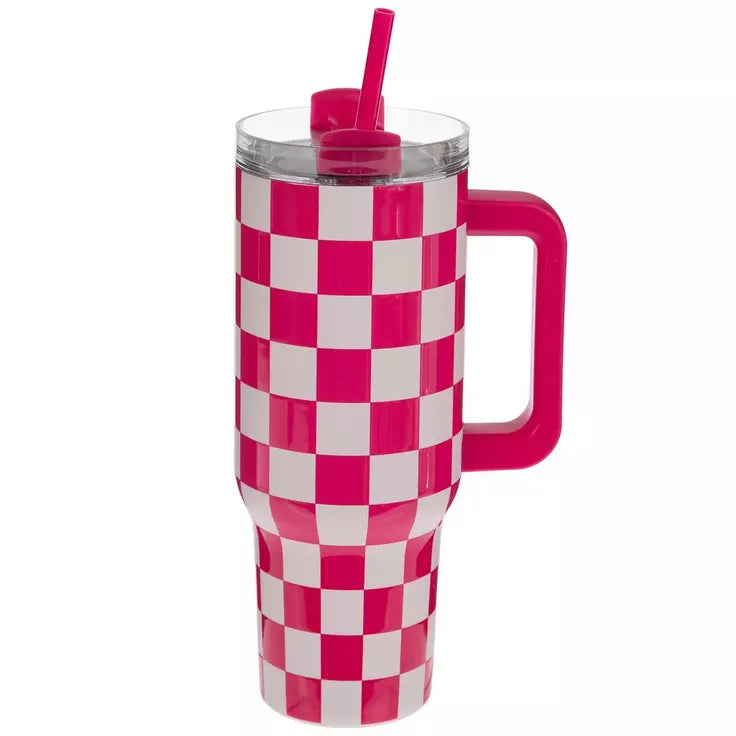 Checkered Pink 40oz Tumbler