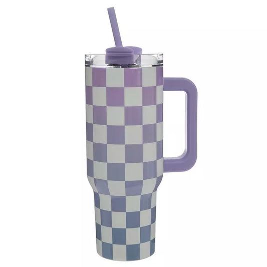 Checkered Lavender 40oz Tumbler